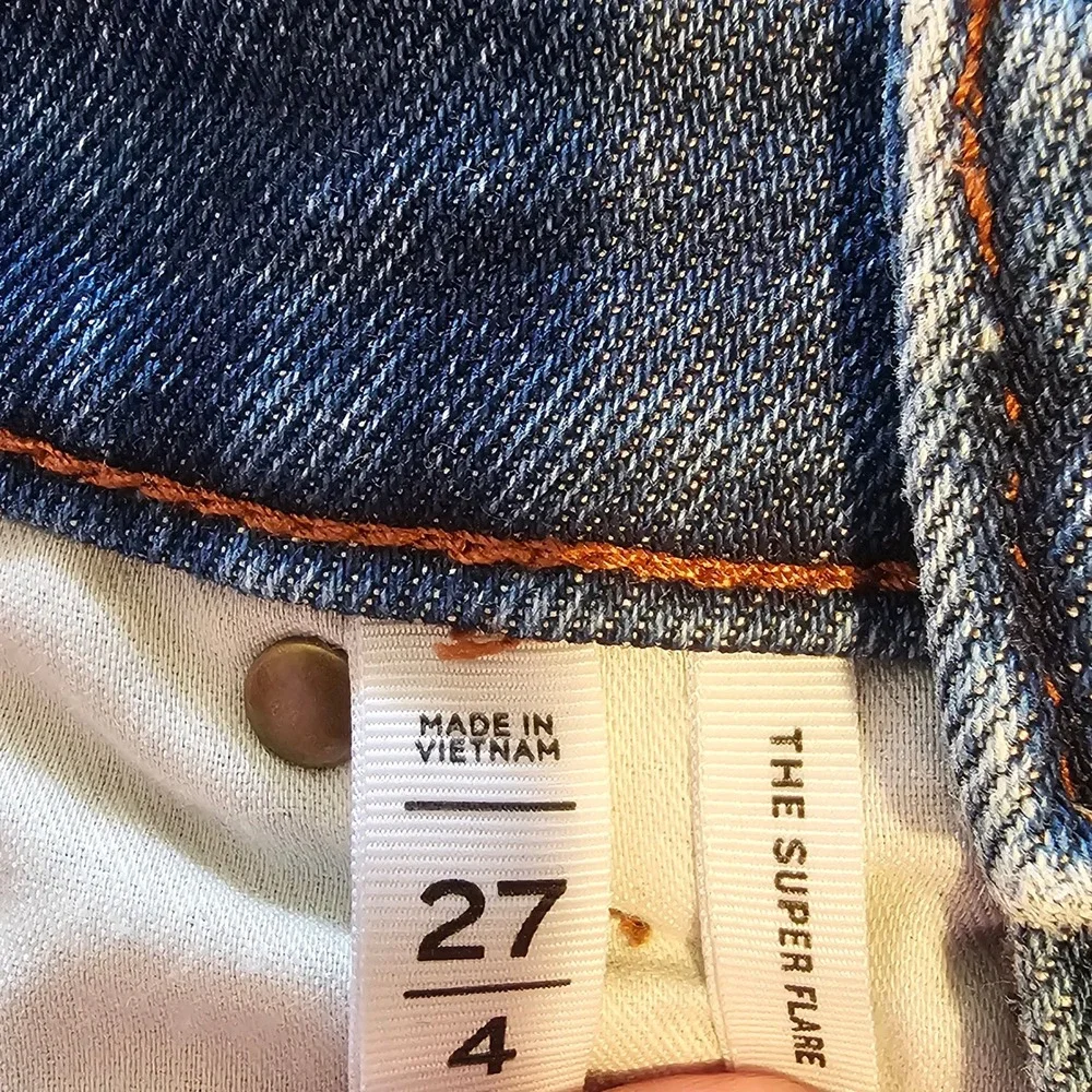 Loft The Super Flare High Rise Front Seam Wide Leg Blue Jeans 27/4 FA24 70445 - Picture 6 of 9
